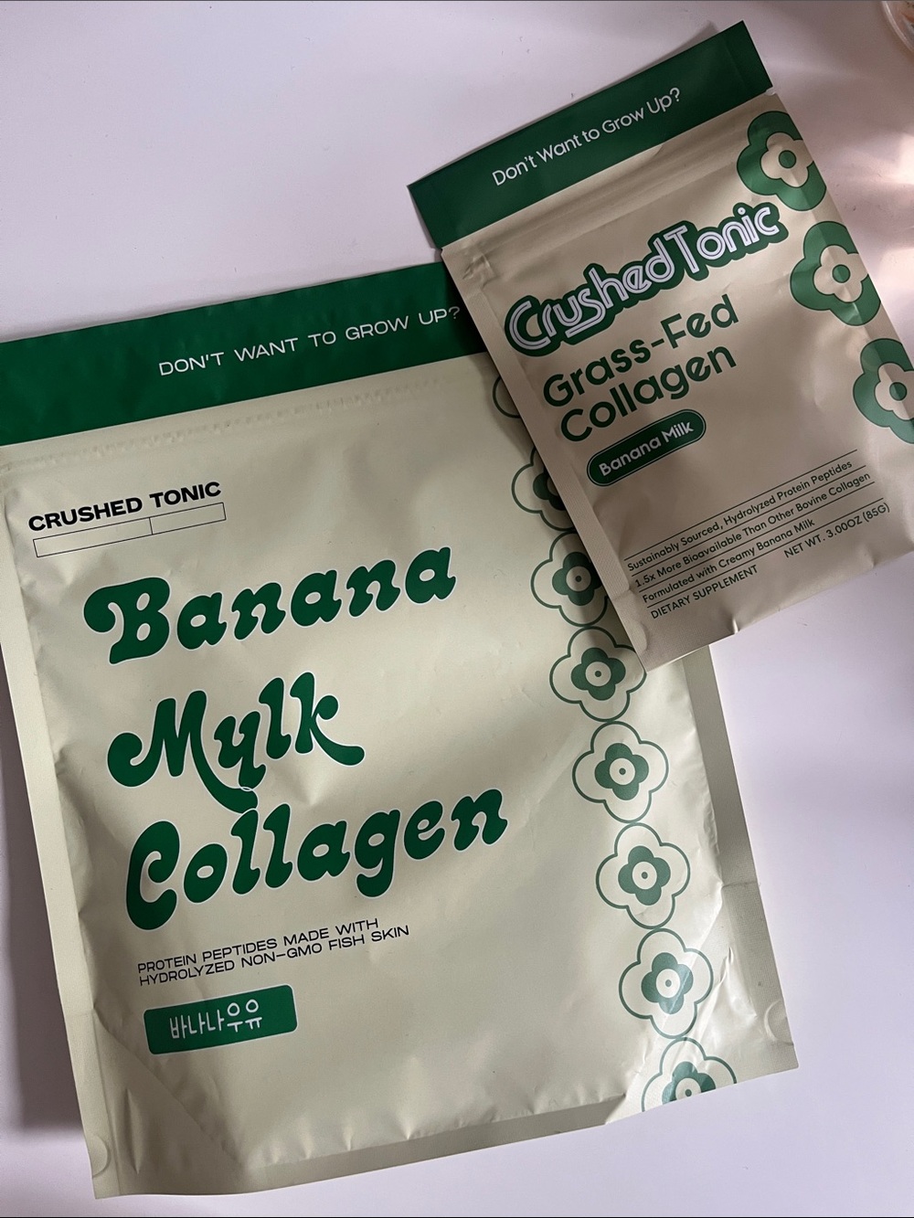 Banana Mylk Collagen and grass-fed collagen by Crushed Tonic